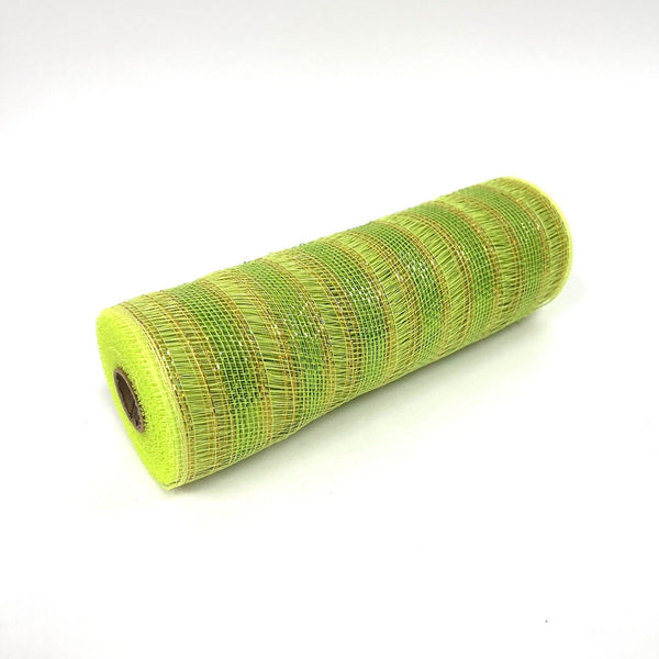 Apple Green - Deco Mesh Eyelash Metallic Stripes - (10 Inch x 10 Yards) BBCrafts.com