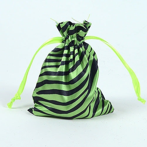 Apple Green - Satin Animal Print Bags - ( 3x4 Inch - 10 Bags ) BBCrafts.com