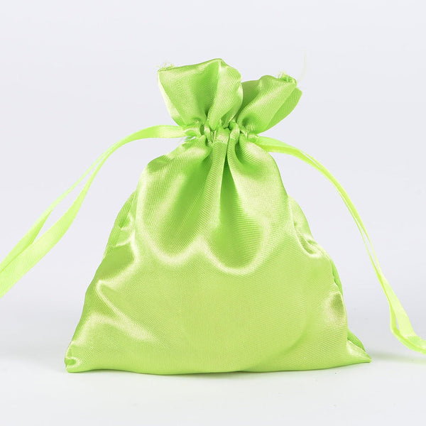 Apple Green  - Satin Bags - ( 3x4 Inch - 10 Bags ) BBCrafts.com