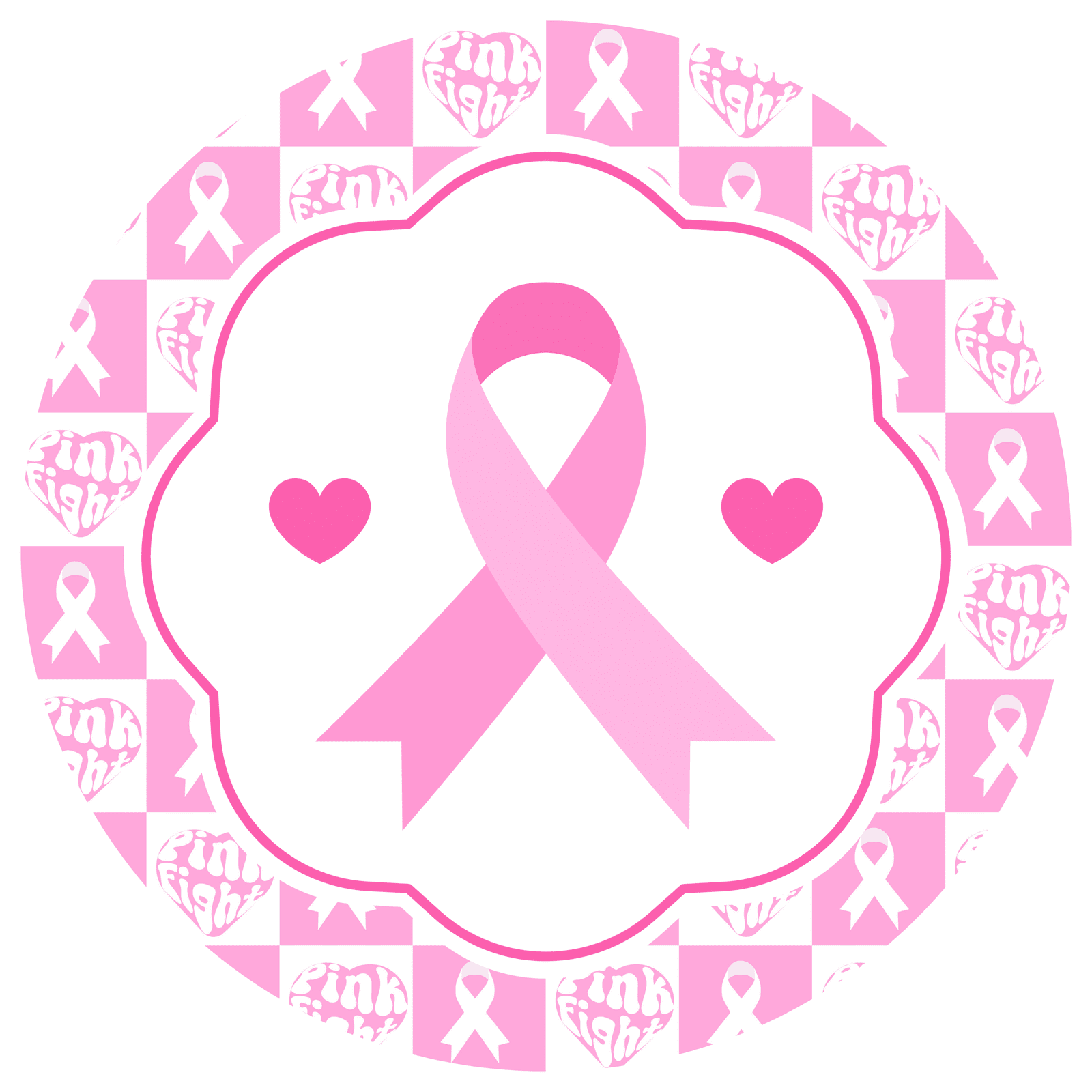 Awareness Metal Sign: CANCER PINK RIBBON Accent –1
