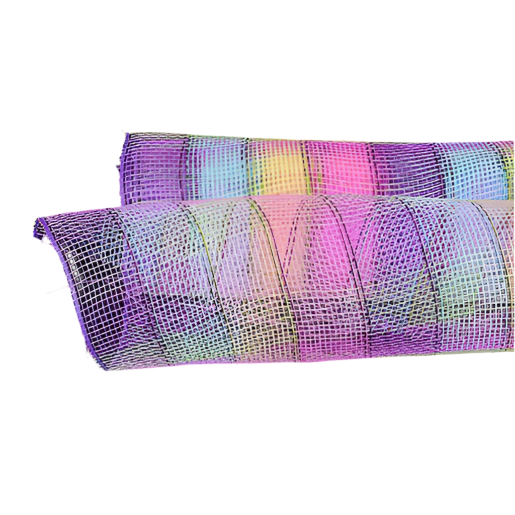 Unicorn - Poly Deco Mesh with Laser Mono Stripe - ( 10 Inch x 10 Yards )
