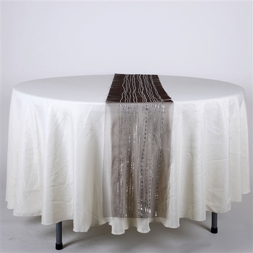BLACK with SILVER Metallic ORGANZA Table Runner - XB34221 BBCrafts.com