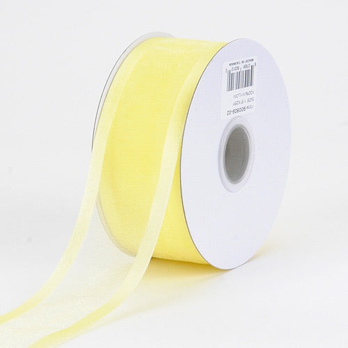 Baby Maize - Organza Ribbon Two Striped Satin Edge - ( 1 - 1/2 Inch | 25 Yards ) BBCrafts.com
