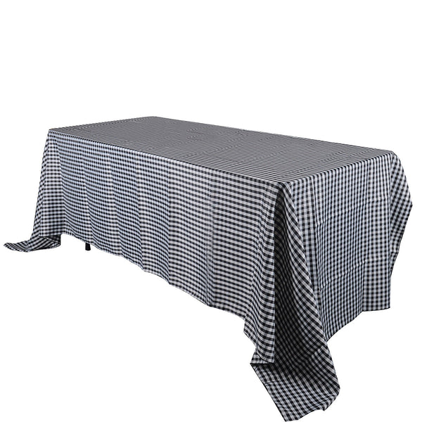 Black - Checkered/ Plaid Rectangle Tablecloths - ( 58 Inch x 126 Inch ) BBCrafts.com
