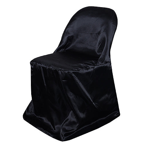 Black - Folding Chair Cover Satin - ( Chair Cover ) BBCrafts.com