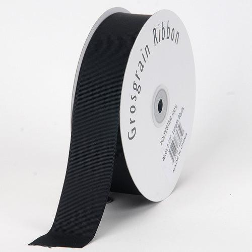 Black - Grosgrain Ribbon Solid Color - ( W: 1 - 1/2 Inch | L: 50 Yards ) BBCrafts.com