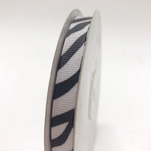 Black - Grosgrain Ribbon Zebra Print - ( W: 3/8 Inch | L: 25 Yards ) BBCrafts.com