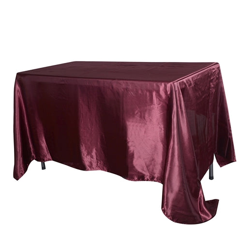 Burgundy 60 Inch x 102 Inch Rectangular Satin Tablecloths BBCrafts.com