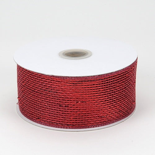Burgundy - Metallic Deco Mesh Ribbons - ( 2.5 Inch x 25 Yards ) BBCrafts.com
