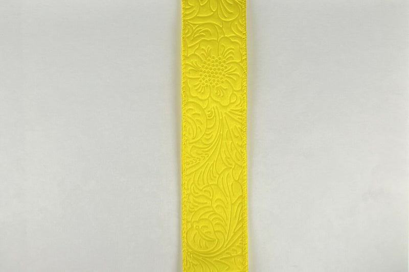 Daffodil Flower Embossed Wired Ribbon - 1-1/2 Inch x 10 Yards