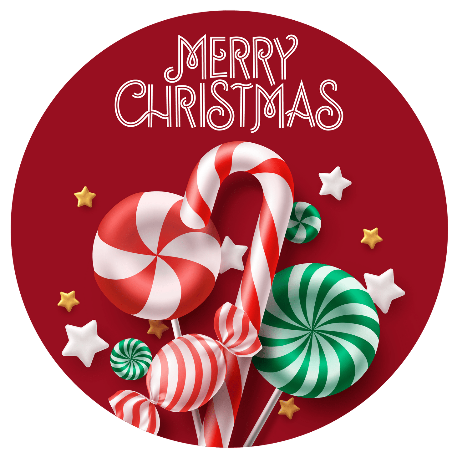 Christmas Candycane Merry Christmas Metal / Vinyl Sign - Made in USA
