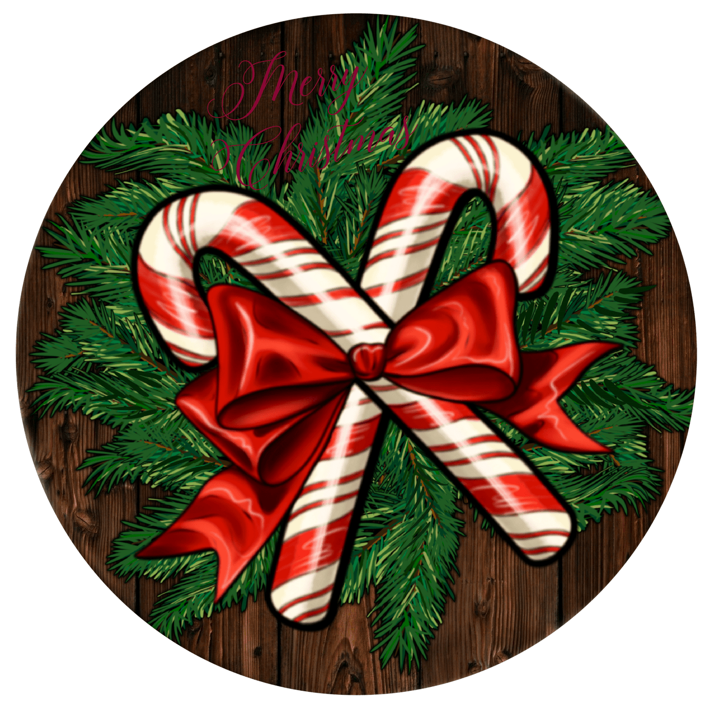 Christmas Candycane Metal / Vinyl Sign - Made in USA