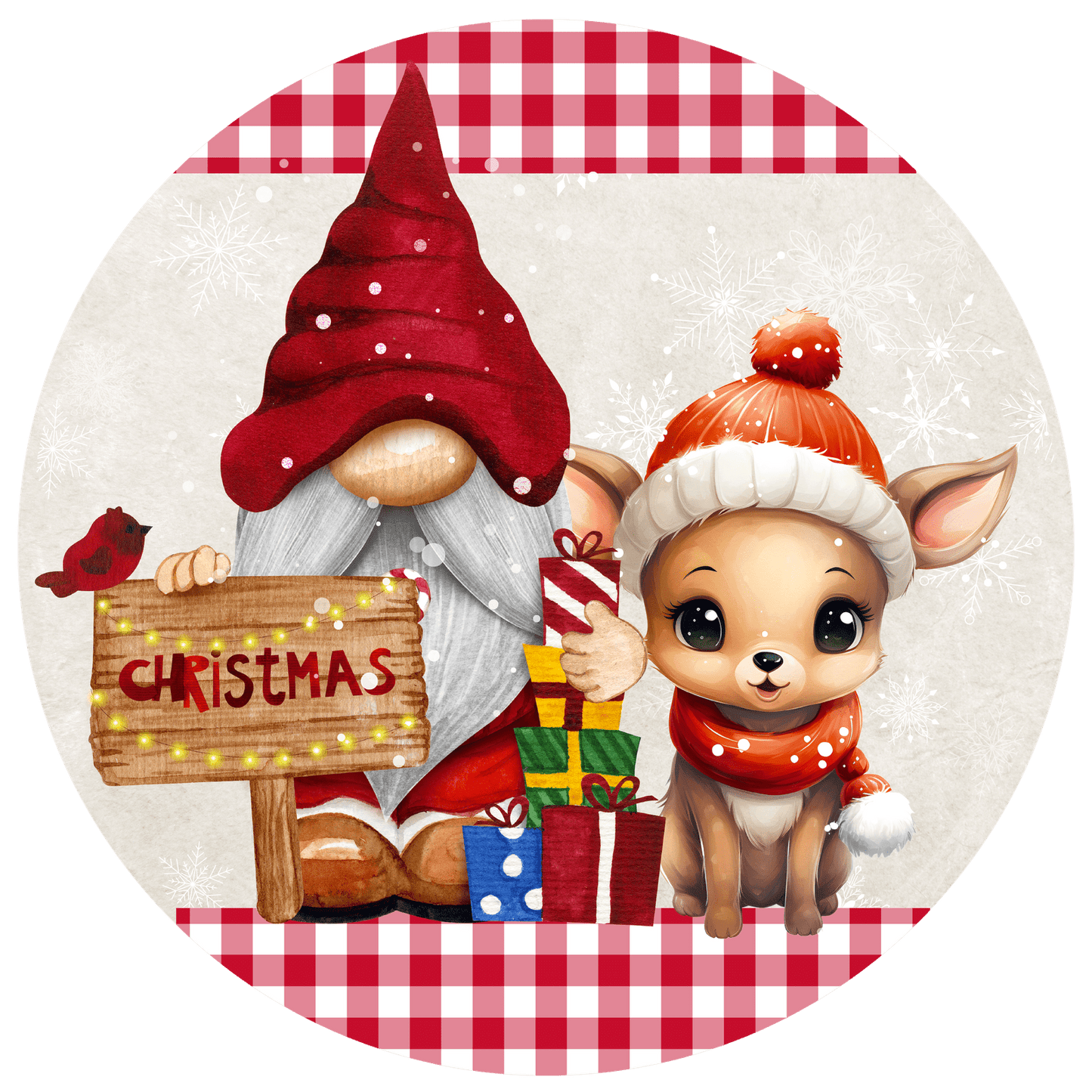 Christmas Santa Deer Metal / Vinyl Sign - Made in USA