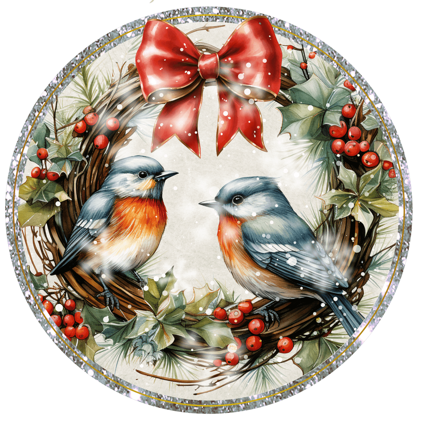 Christmas Birds Metal / Vinyl Sign - Made in USA