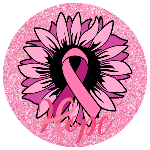 Cancer Awareness Metal Sign: HOPE - Wreath Accent - Made In USA BBCrafts.com