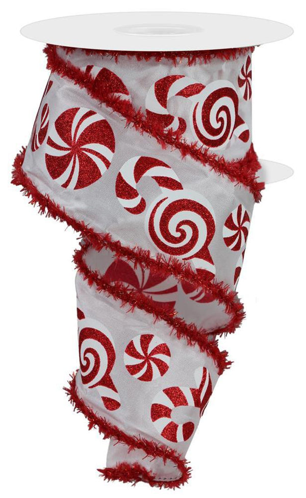 Candy Cane Tinsel Wired Edge Ribbon - ( 2-1/2 Inch | 10 Yards ) BBCrafts.com
