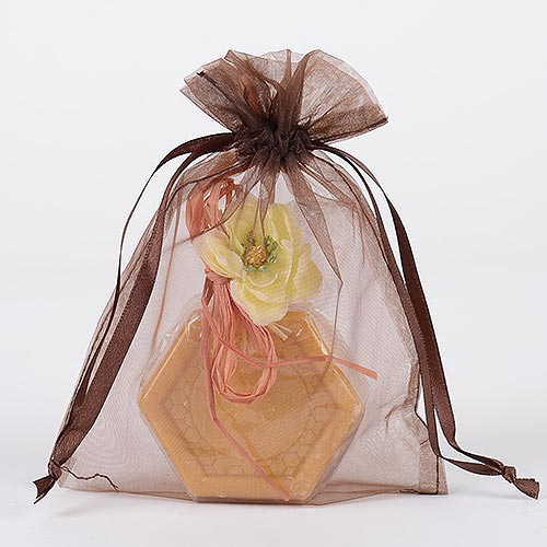 Chocolate Brown - Organza Bags - ( 5 x 6.5-7 Inch - 10 Bags ) BBCrafts.com