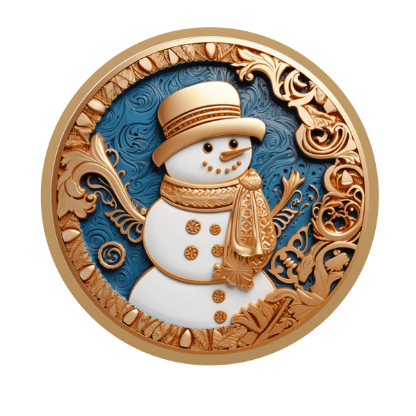 Christmas Metal Sign: 3D SNOWMAN GOLD - Made In USA - BBCrafts.com