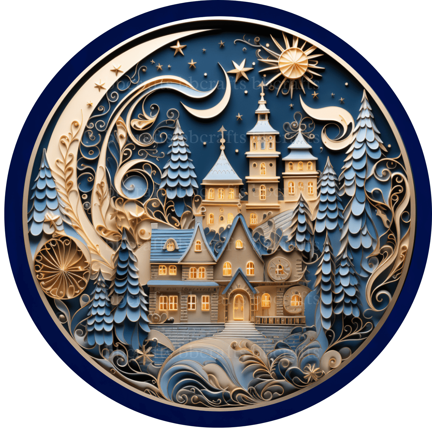 Christmas Blue Christmas Town Metal / Vinyl Sign - Made in USA