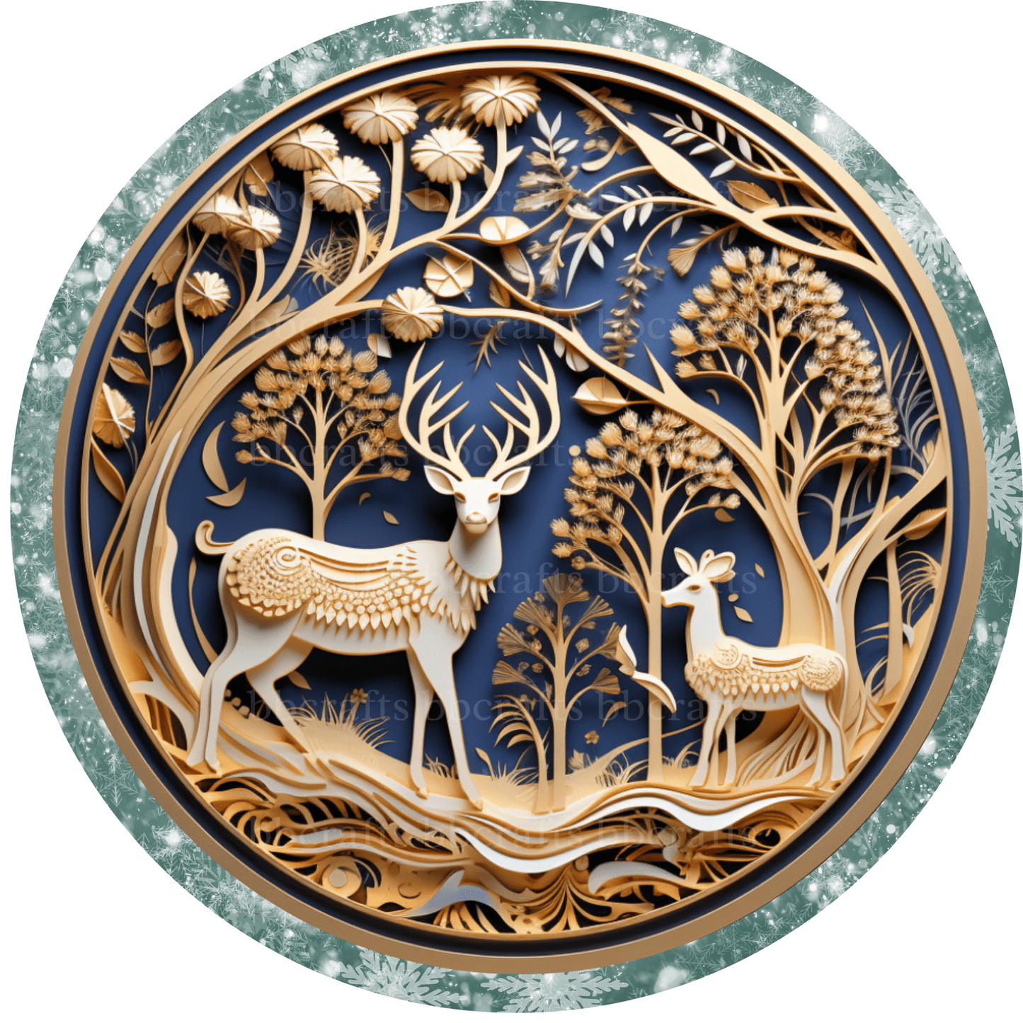 Christmas Blue Reindeer Metal / Vinyl Sign - Made in USA