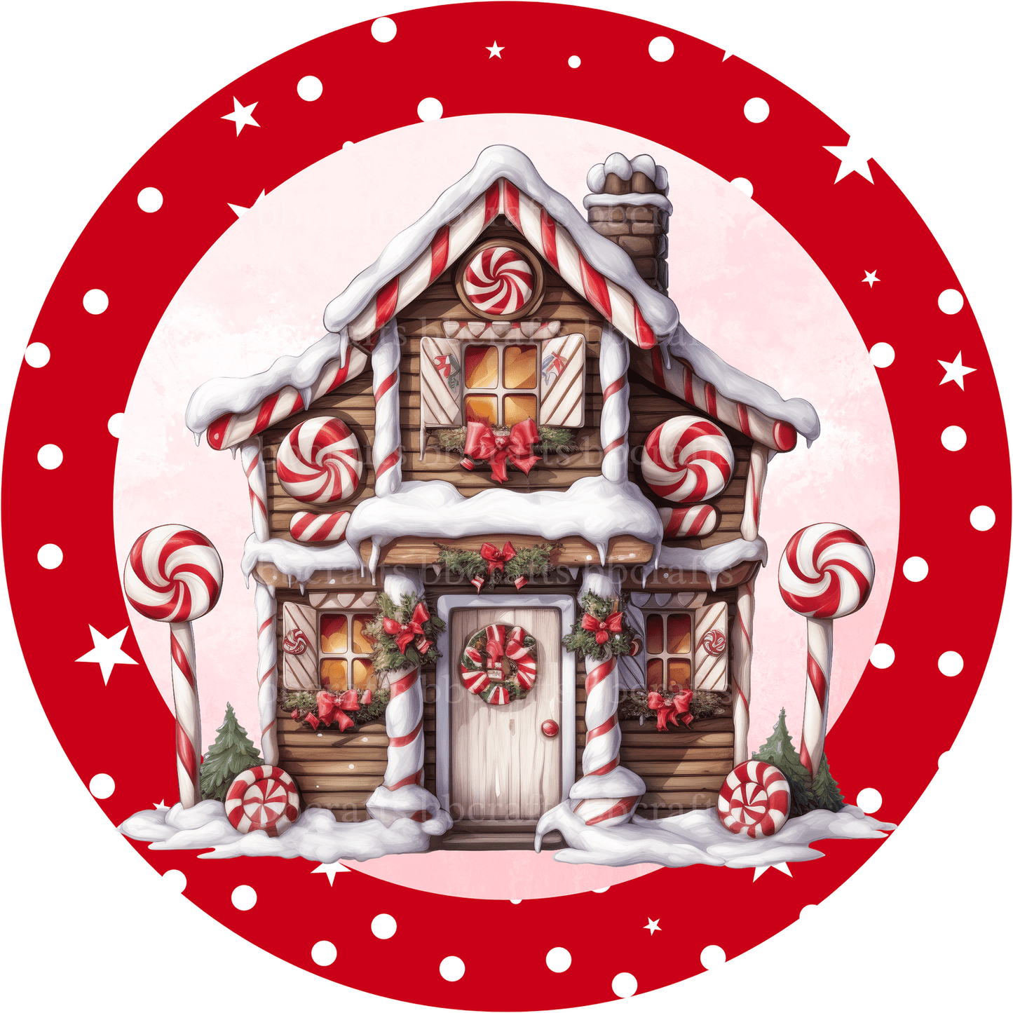 Christmas Candycane Gingerbread House Metal / Vinyl Sign - Made in USA