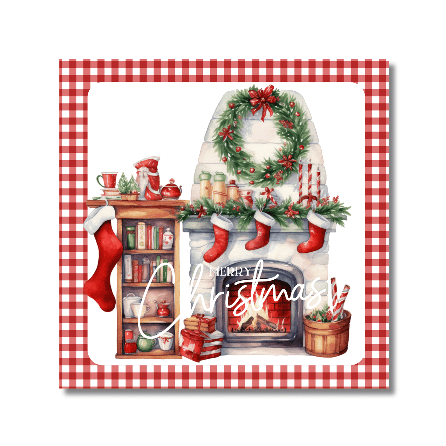 Christmas Fireplace Metal Sign - Made in USA