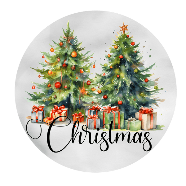 Christmas Metal Sign: CHRISTMAS TREES WITH GIFT BOXES - Made In USA - BBCrafts.com