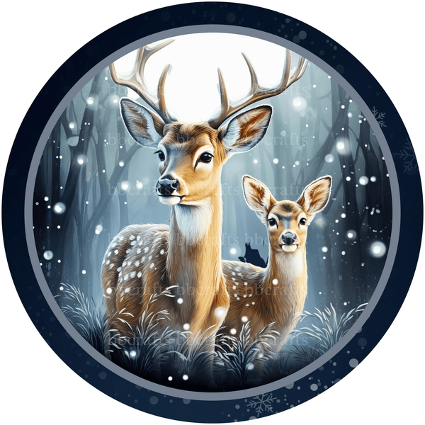 Christmas Metal Sign: DEER - Wreath Accents - Made In USA BBCrafts.com