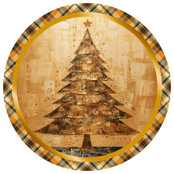 Christmas Metal Sign: GOLDEN CHRISTMAS TREE - Made In USA BBCrafts.com