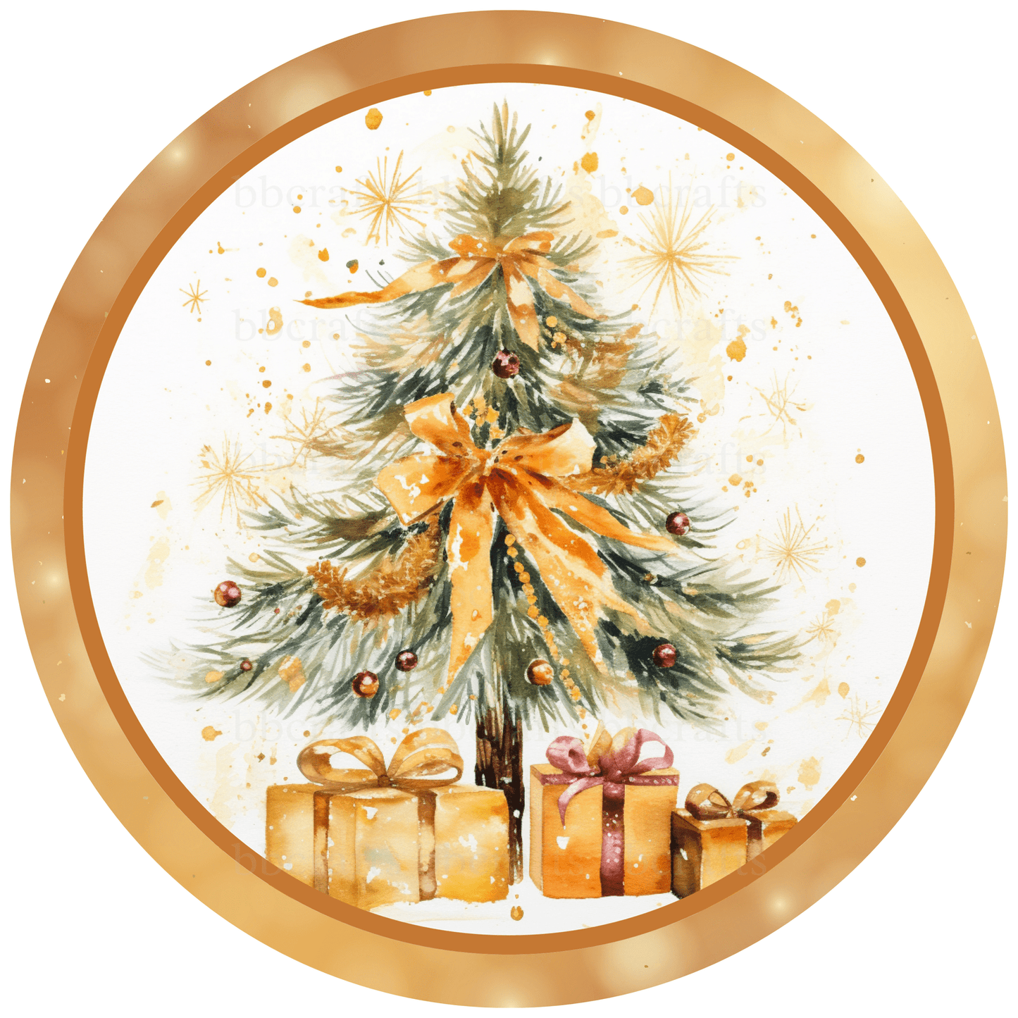 Christmas Golden Christmas Tree Metal / Vinyl Sign - Made in USA