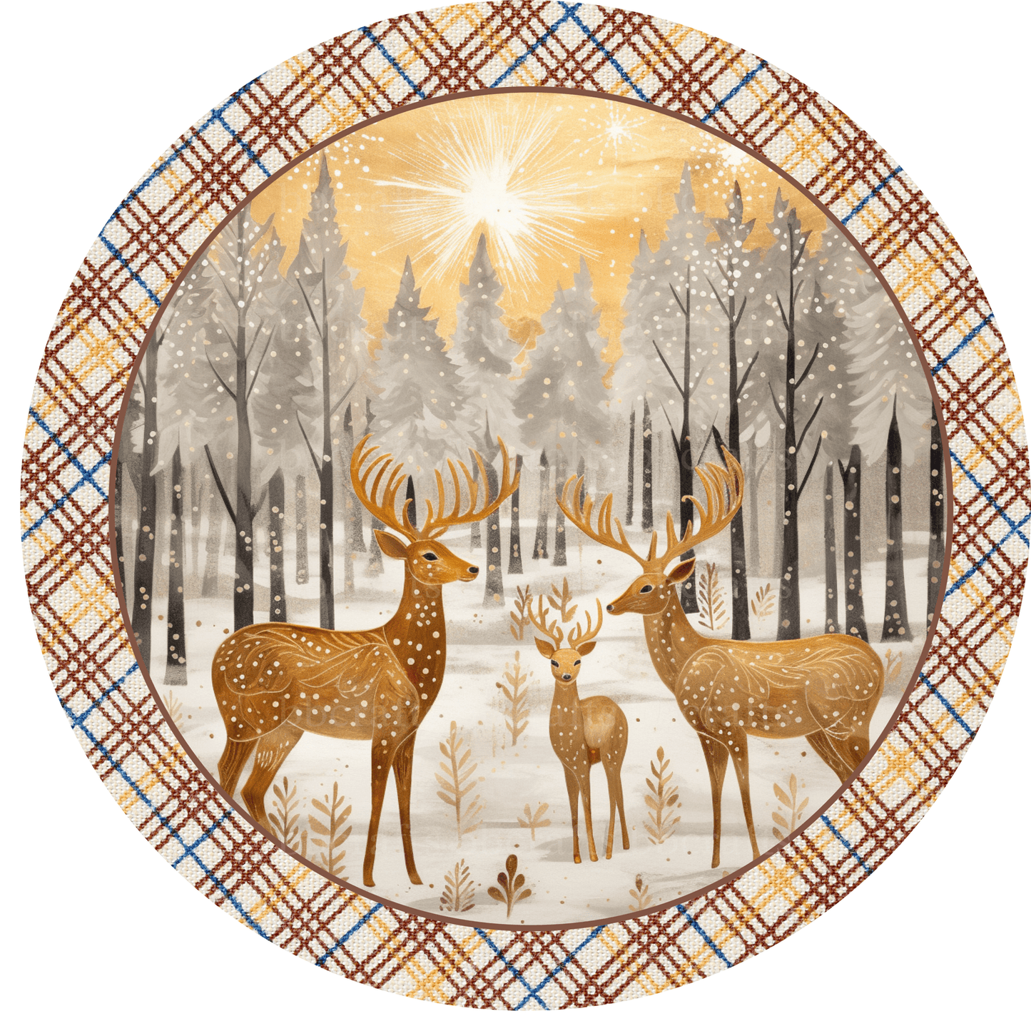 Christmas Golden Reindeer Metal / Vinyl Sign - Made in USA