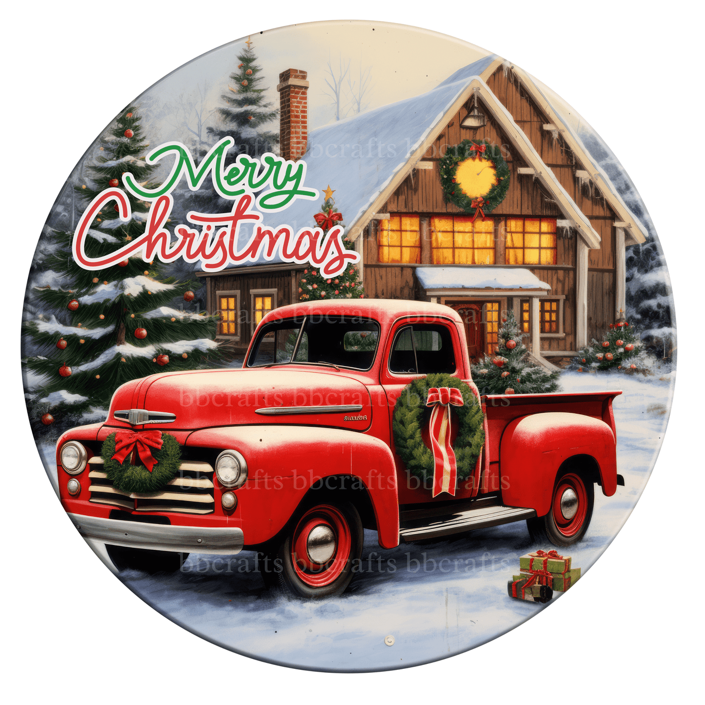 Christmas Merry Christmas Truck Metal / Vinyl Sign - Made in USA