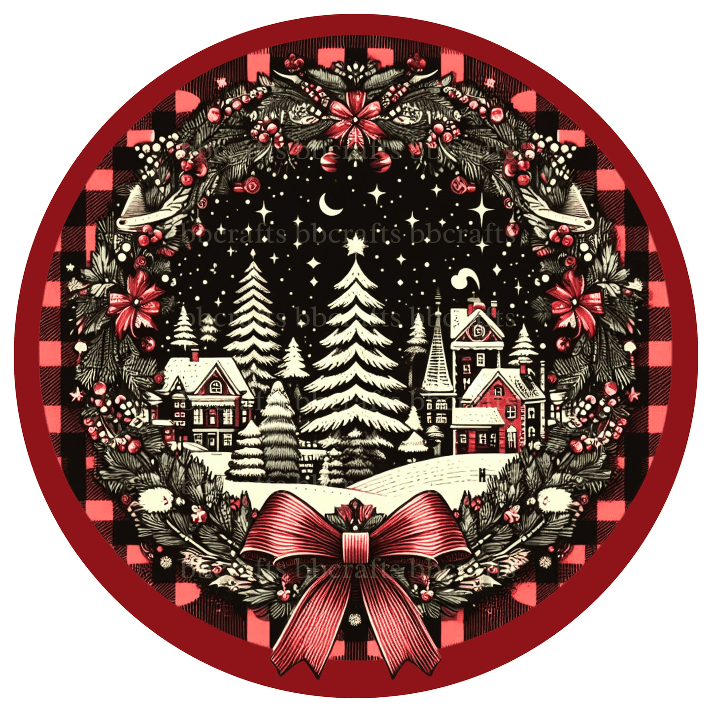 Christmas Night Town Metal / Vinyl Sign - Made in USA