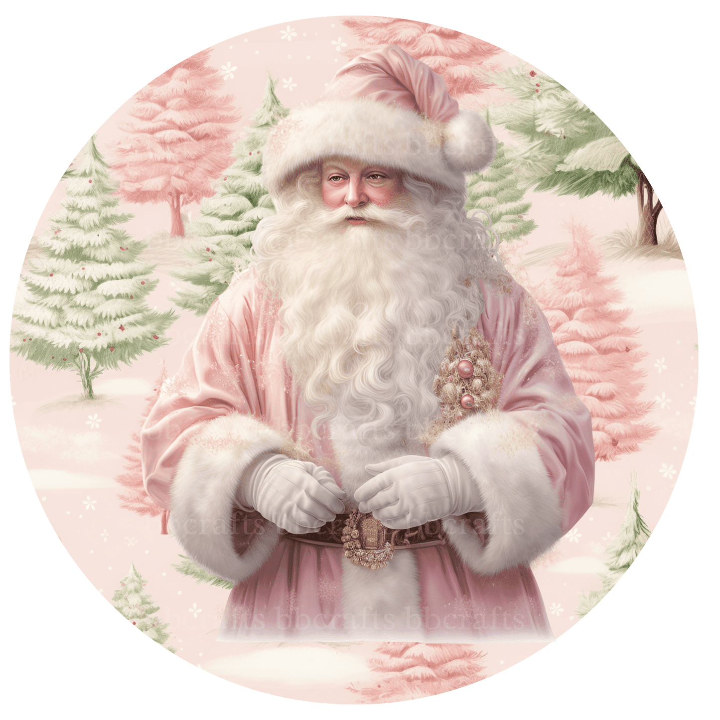 Christmas Pink Santa Metal / Vinyl Sign - Made in USA