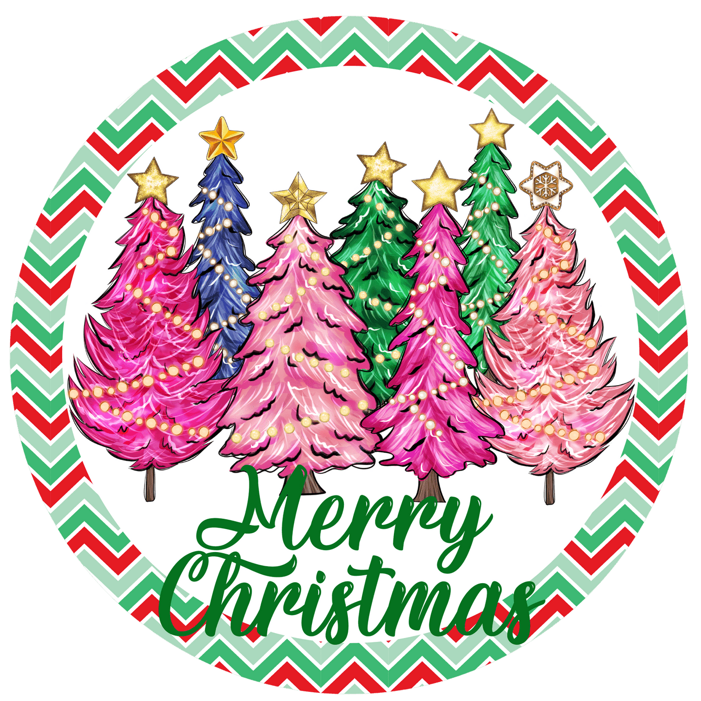 Christmas Pink Xmas Tree Metal / Vinyl Sign - Made in USA