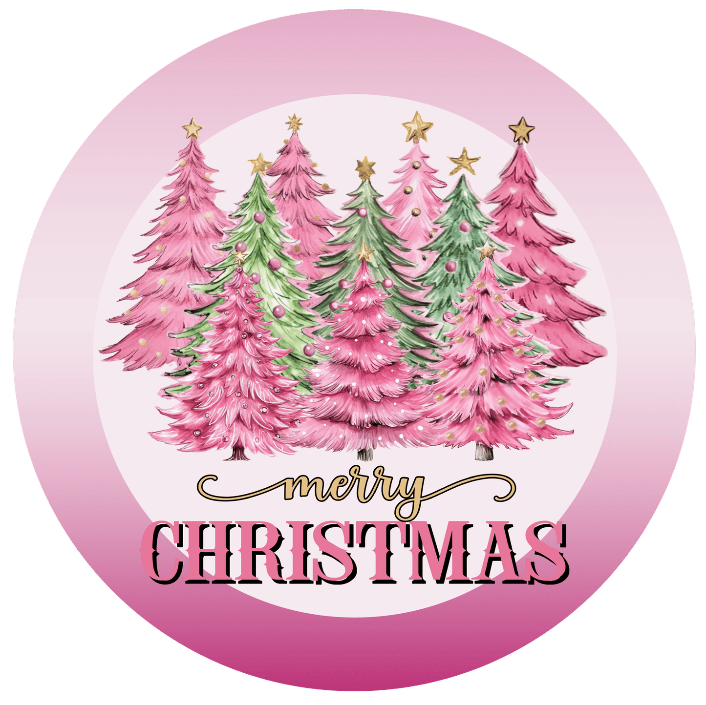 Christmas Pink Xmas Tree Metal / Vinyl Sign - Made in USA