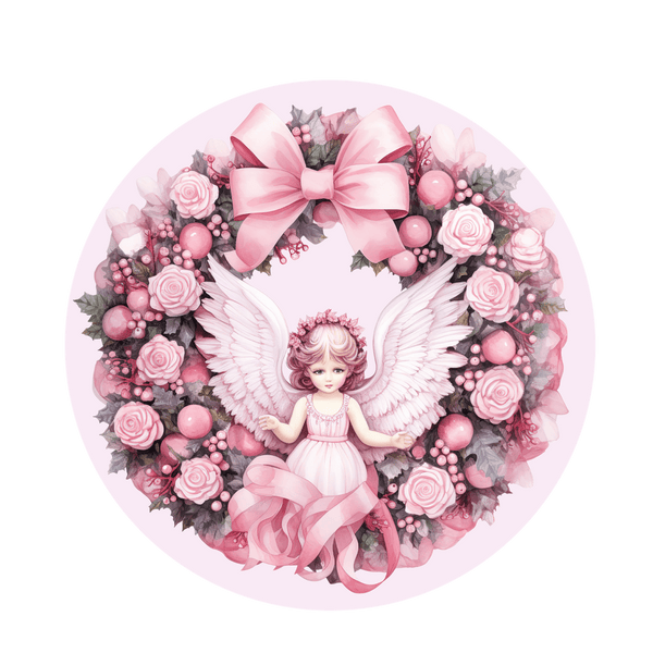 Christmas Metal Sign: ROSEY ANGELS - Made In USA - BBCrafts.com