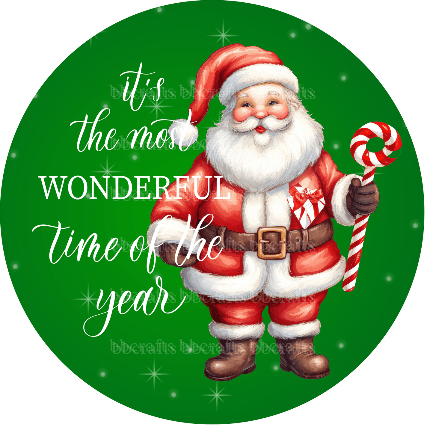 Christmas Santa Candycane Metal / Vinyl Sign - Made in USA