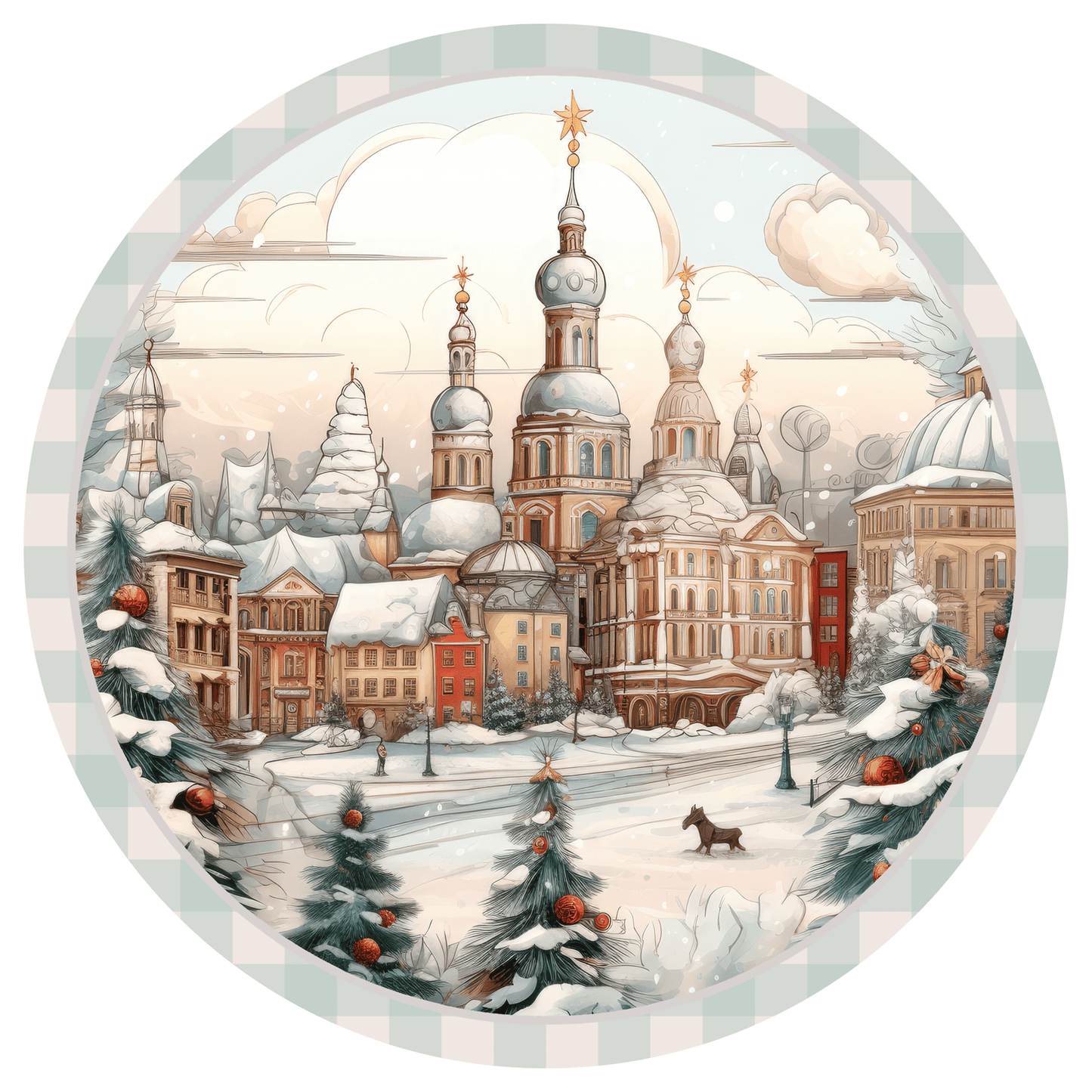 Christmas Small Town Palace Metal / Vinyl Sign - Made in USA