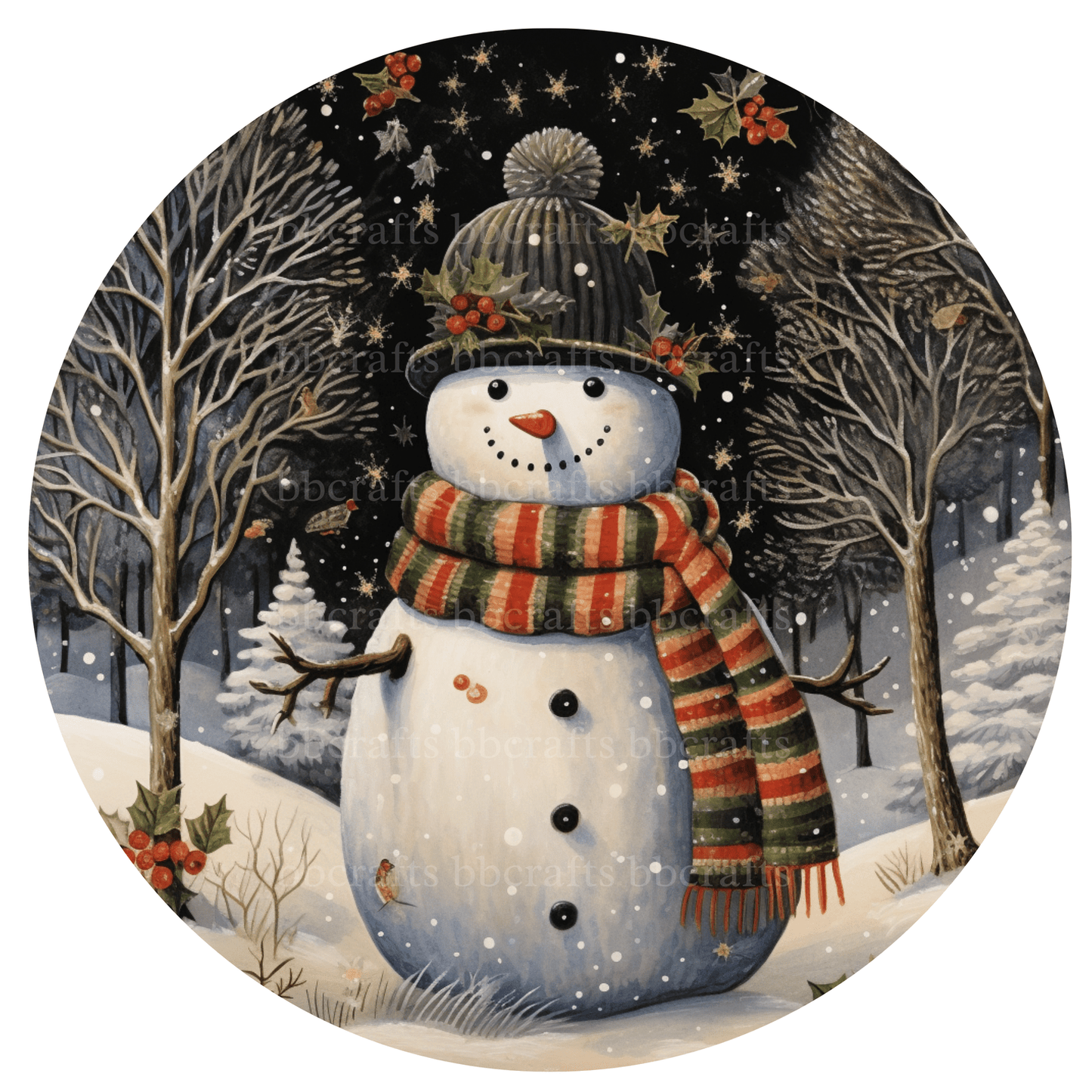 Christmas Snowman Metal / Vinyl Sign - Made in USA