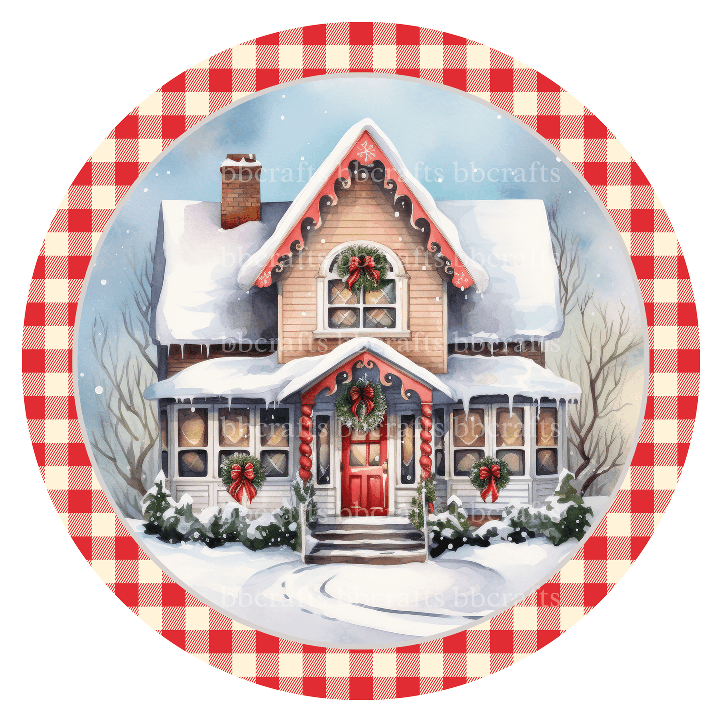 Christmas Snowy House Metal / Vinyl Sign - Made in USA