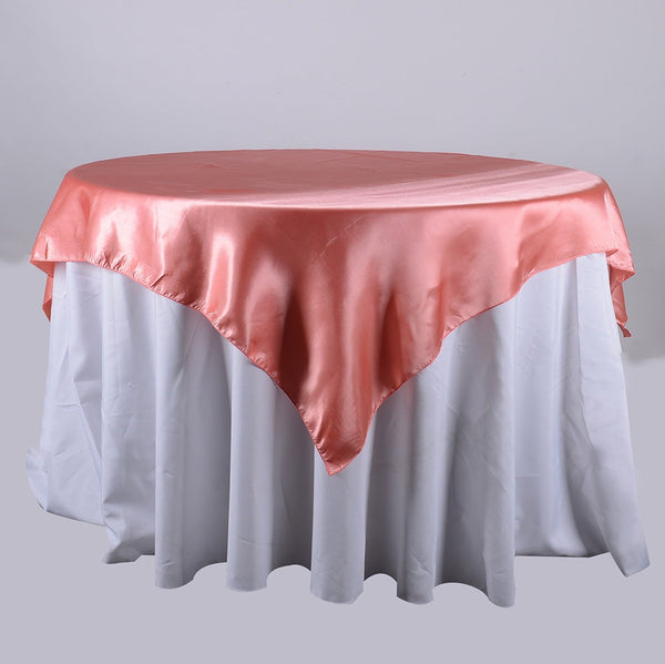 Coral - 60 x 60 Satin Table Overlays - ( 60 x 60 Inch ) BBCrafts.com