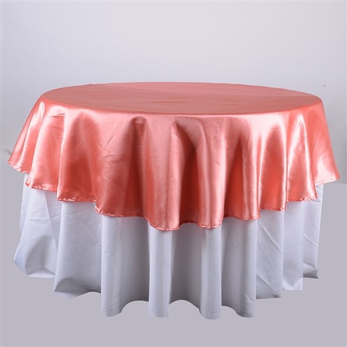 Coral - 70 Inch Satin Round Tablecloths - ( 70 Inch | Round ) BBCrafts.com