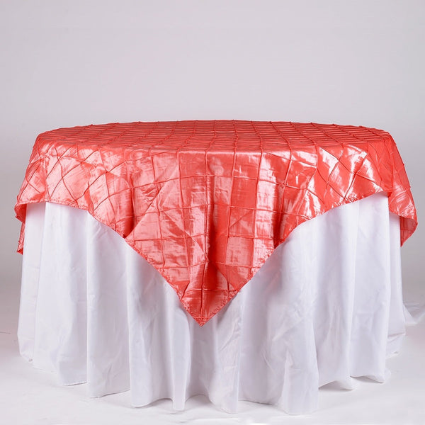 Coral - 72 Inch x 72 Inch Square Pintuck Satin Overlay BBCrafts.com