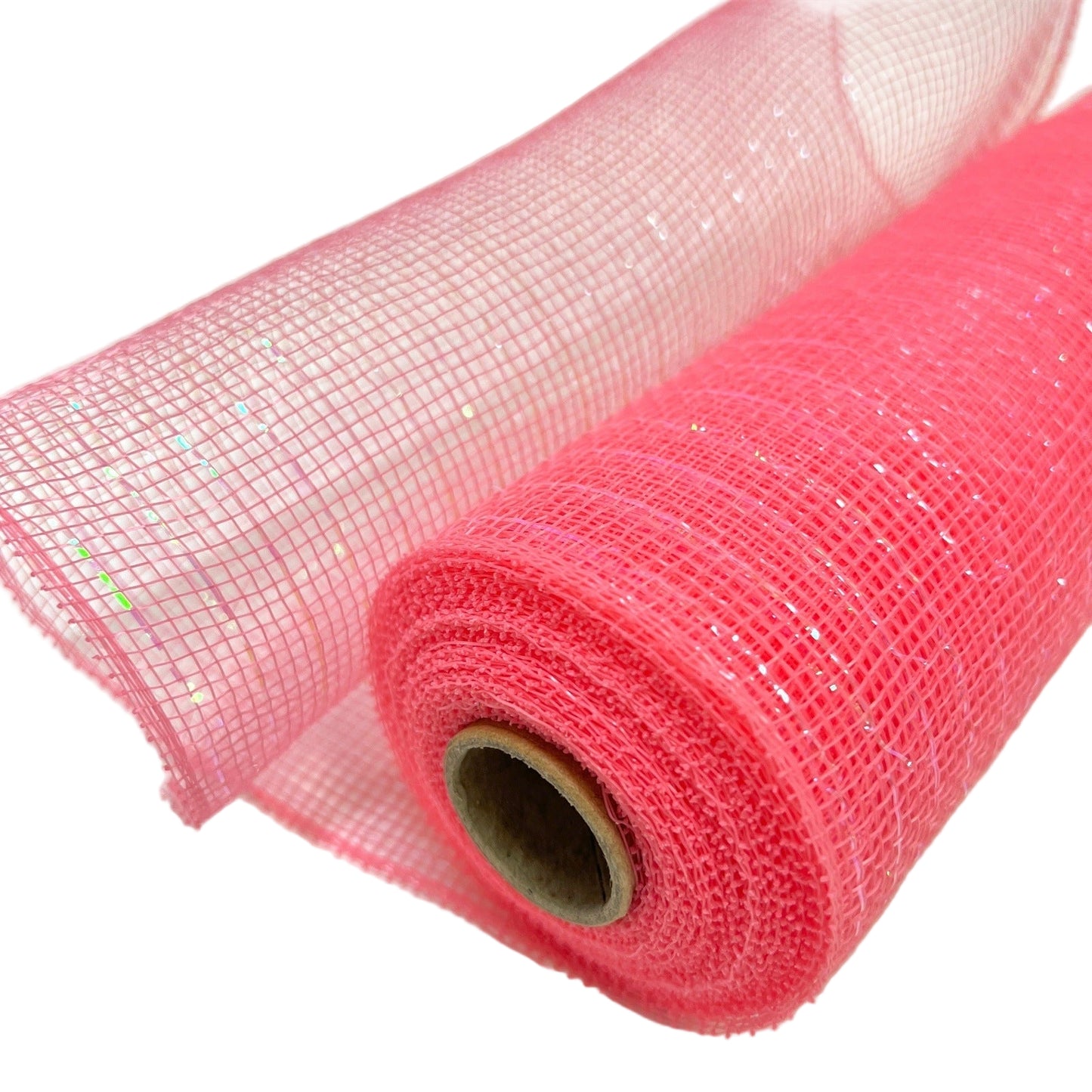 Coral Iridescent - Deco Mesh Wrap Metallic Stripes - ( 10 Inch x 10 Yards ) BBCrafts.com