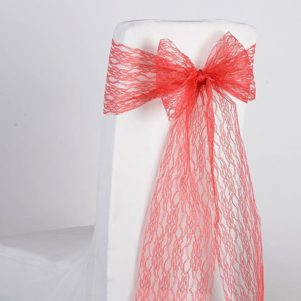 Coral - Lace Chair Sash - ( Pack of 5 pieces - 7 inches x 106 inches ) BBCrafts.com
