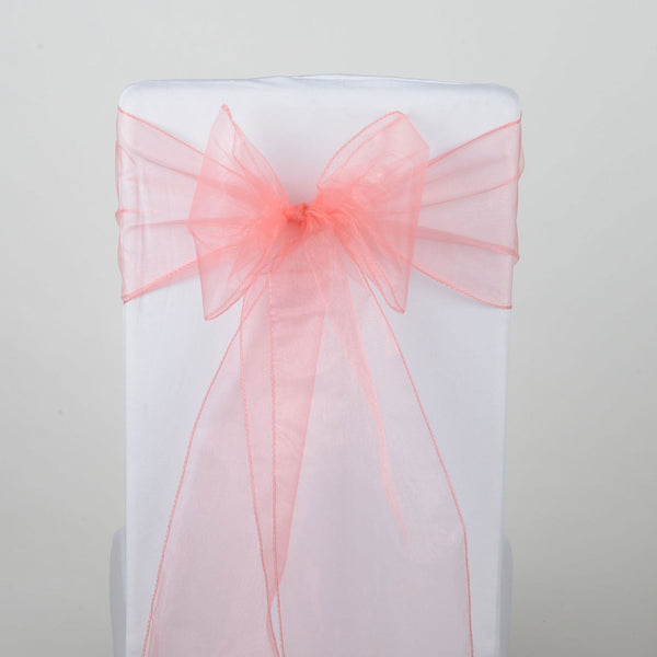 Coral - Organza Chair Sash - ( Pack of 10 Piece - 8 inches x 108 inches ) BBCrafts.com