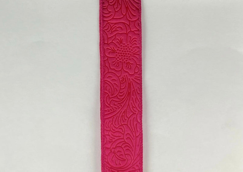 Fuchsia Flower Embossed Wired Ribbon - 1-1/2 Inch x 10 Yards