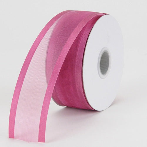 Dark Mauve - Organza Ribbon Two Striped Satin Edge - ( 1 - 1/2 Inch | 25 Yards ) BBCrafts.com
