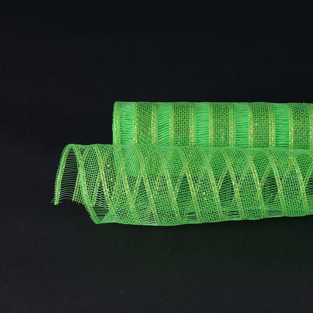 Emerald - Deco Mesh Eyelash Metallic Stripes - (10 Inch x 10 Yards) BBCrafts.com